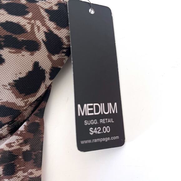 RAMPAGE NWT Leopard Y2K Mesh Bustier Top Slip Mini Dress Size M - Picture 9 of 10